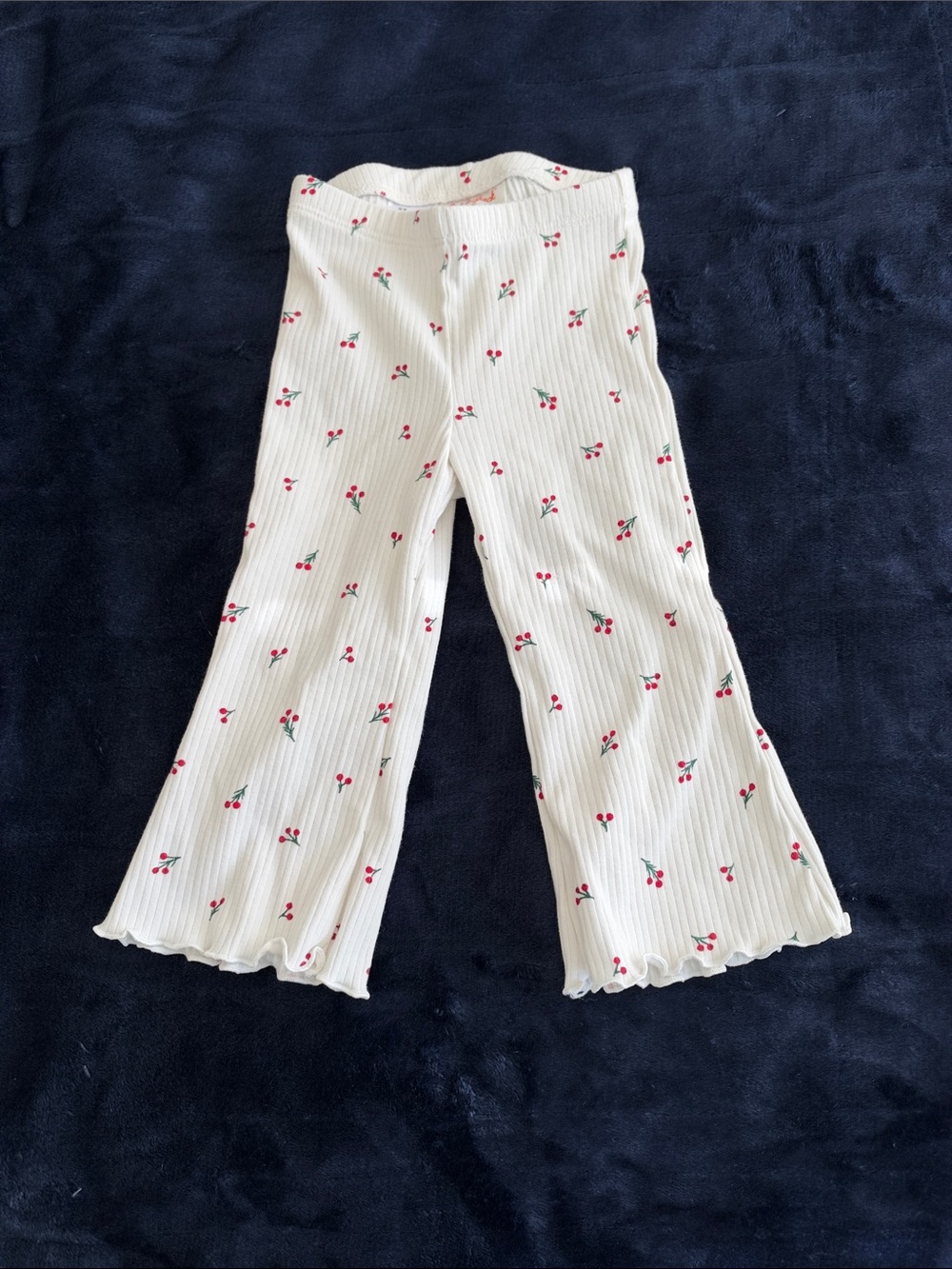 Cat & Jack Cream Ribbed Pajama Pants with Cherry Print